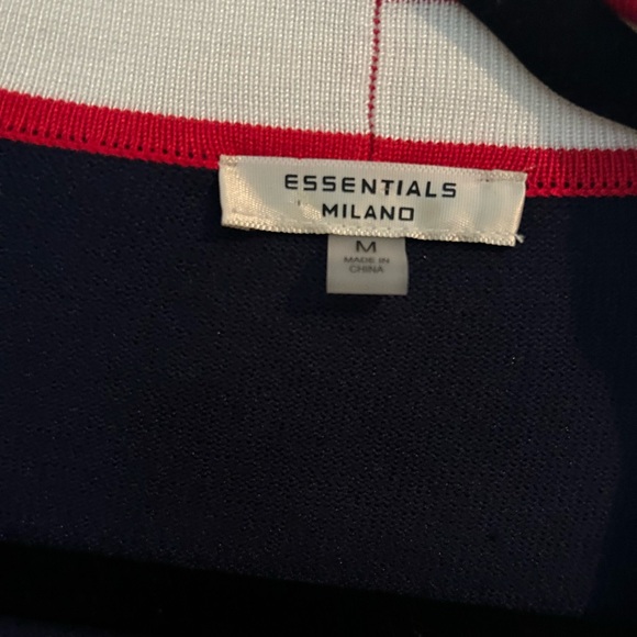 Navy blue red and cream color cardigan with beautiful buttons. Size Medium. - Picture 3 of 4